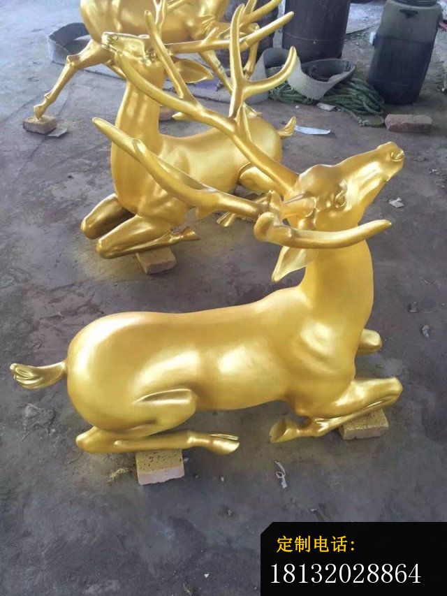 喷漆小鹿雕塑公园动物铜雕 (3)_640*853