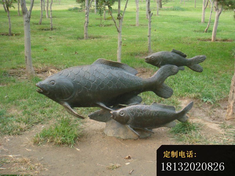 鲤鱼铜雕，公园动物铜雕_800*600
