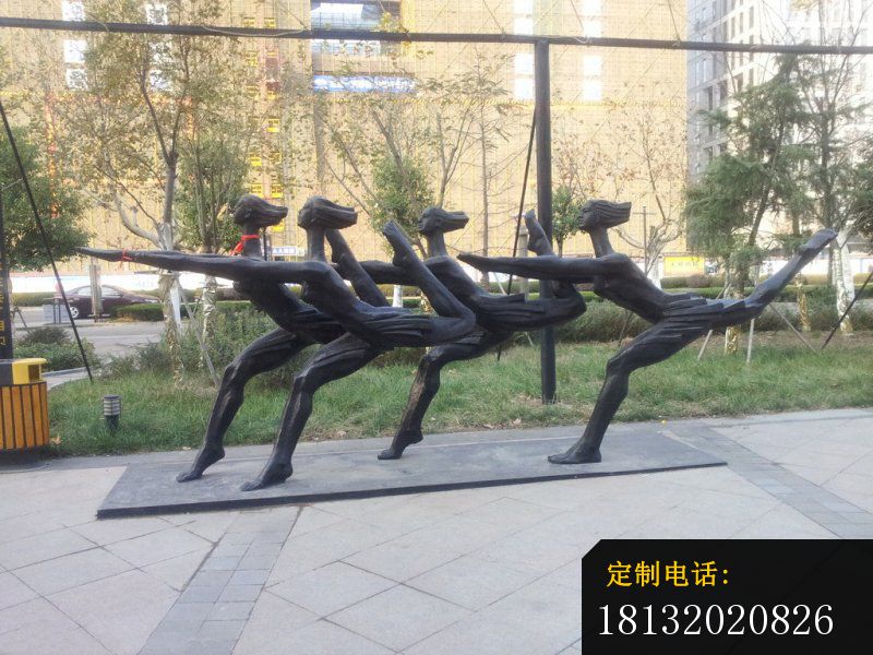 练习艺术体操的人物铜雕，公园小品铜雕 (2)_800*600