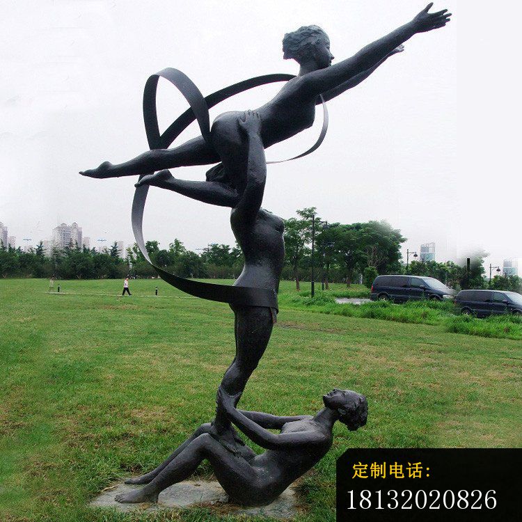 练习艺术体操的人物铜雕，公园小品铜雕_750*750