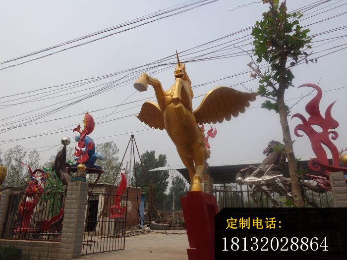 铜雕飞马广场景观动物雕塑 (3)_700*525