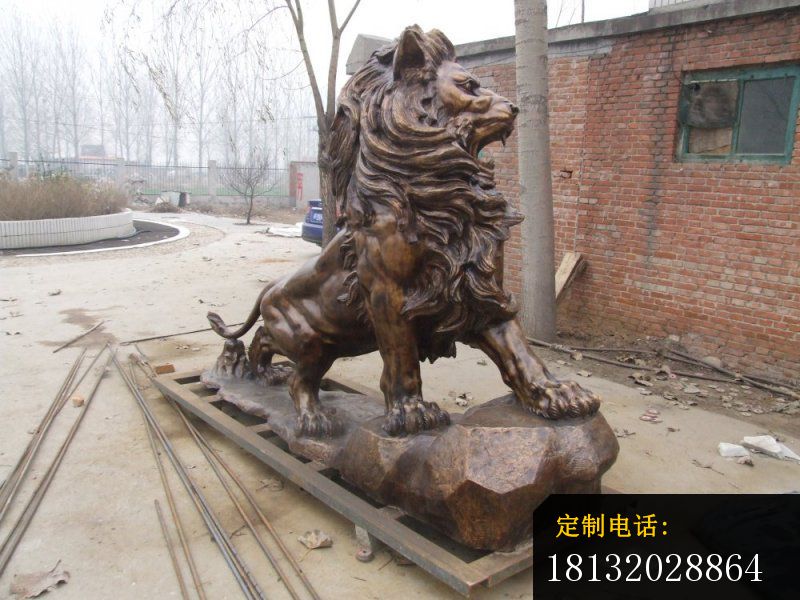 铜狮子雕塑企业动物铜雕 (2)_800*600