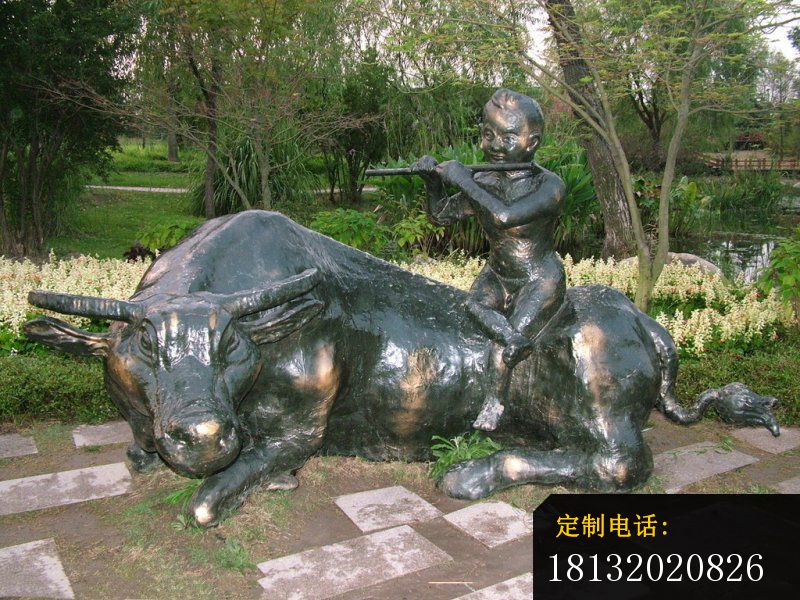 牧童牛铜雕，园林景观铜雕_800*600