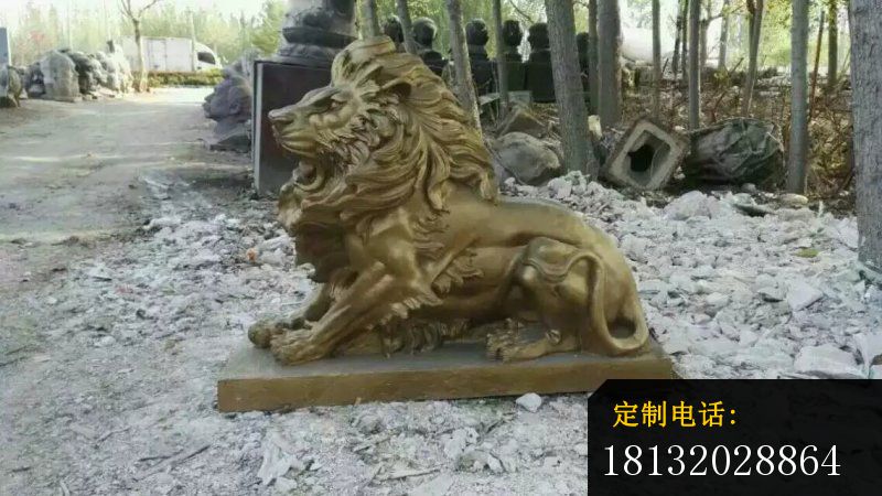 卧着的狮子铜雕西洋狮子雕塑 (2)_800*450