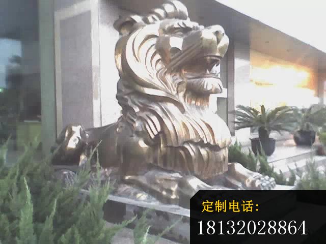 西洋狮子铜雕趴着的狮子雕塑 (2)_640*480