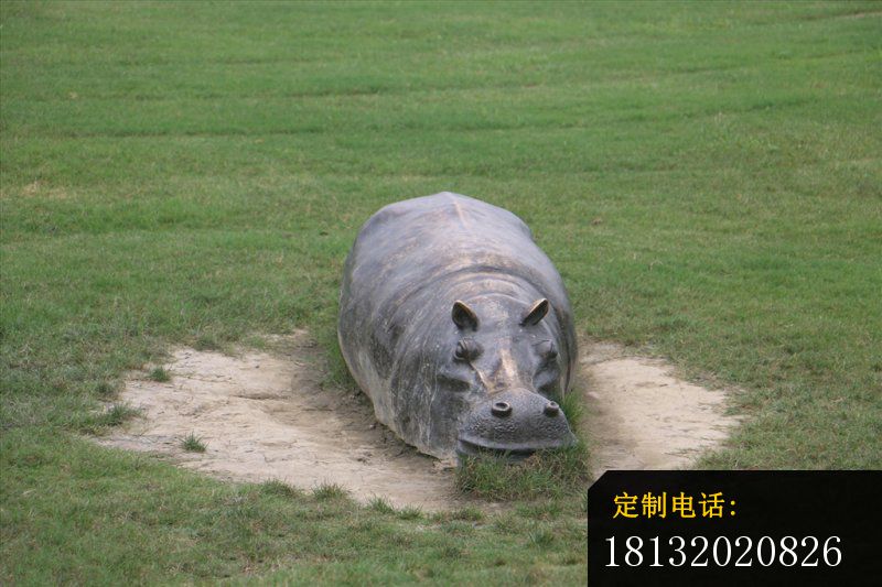 趴着的河马铜雕，公园动物铜雕_800*533