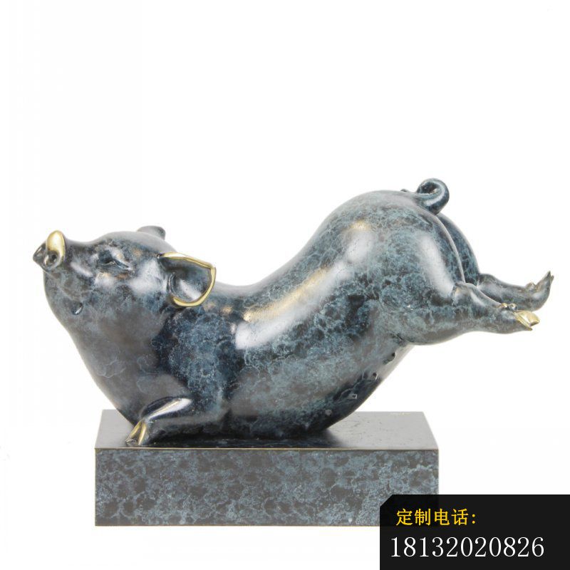 趴着的小猪铜雕，公园动物雕塑_800*800