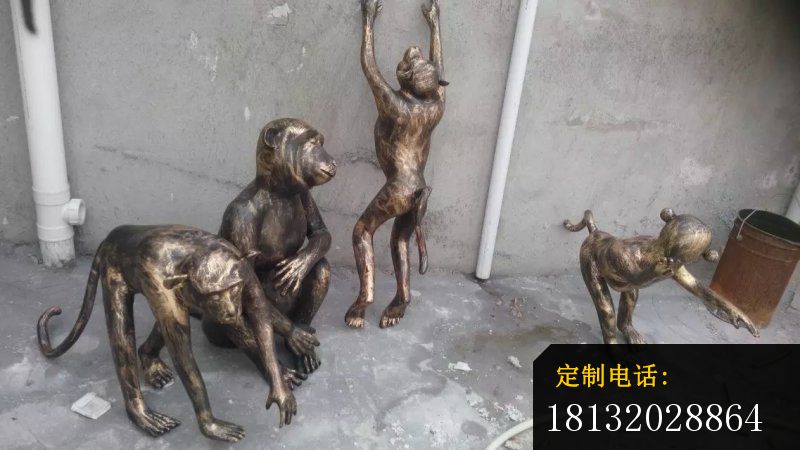 铸铜猴子雕塑公园动物铜雕 (1)_800*450
