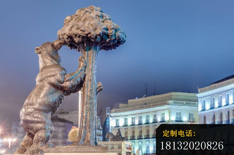 爬树的狗熊铜雕，广场景观铜雕_800*531