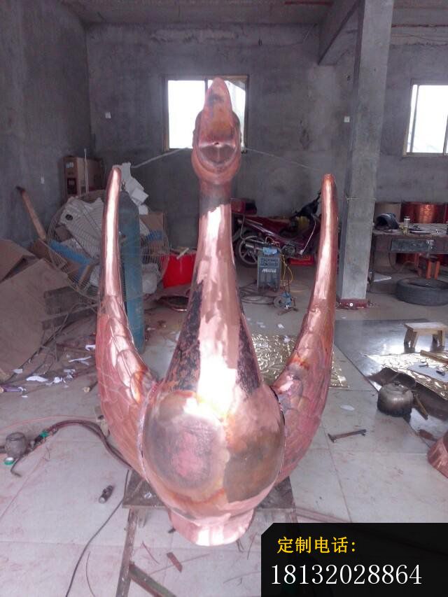 铸铜天鹅雕塑公园动物铜雕 (4)_640*853