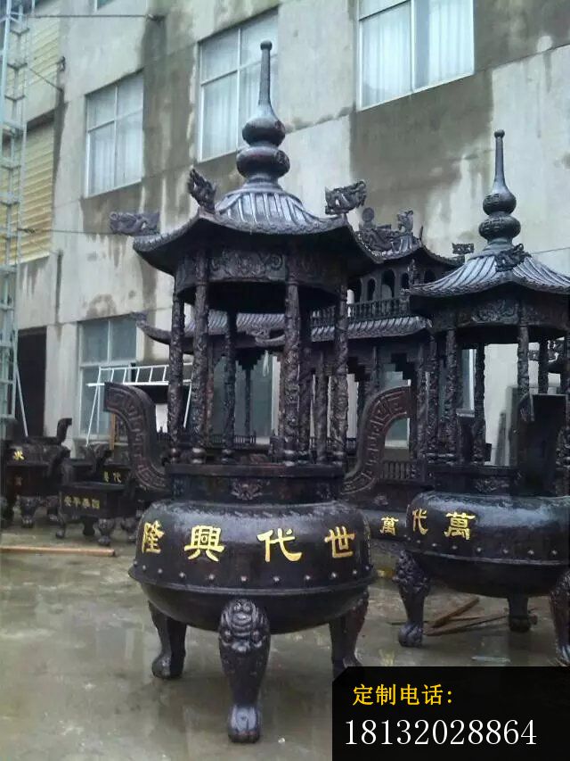 铸铜香炉雕塑铜雕寺庙香炉 (2)_640*853