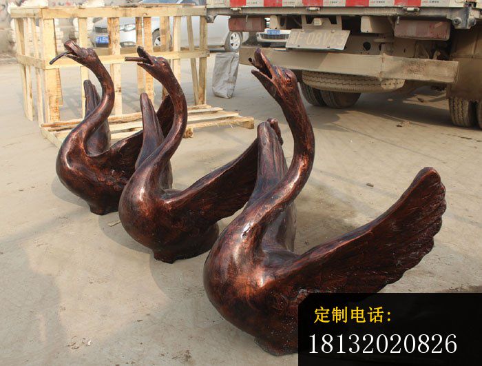 喷水天鹅铜雕，公园动物铜雕_700*531