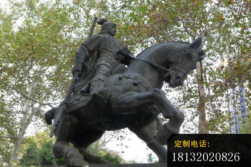 骑马的古代将军铜雕，公园人物铜雕_800*533