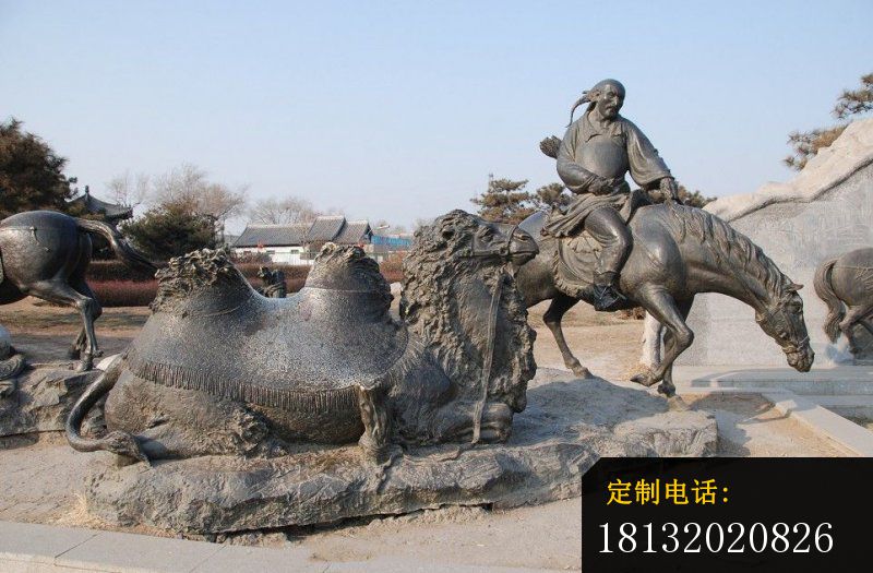 骑马的古代少数民族人物雕塑，公园小品铜雕_800*525