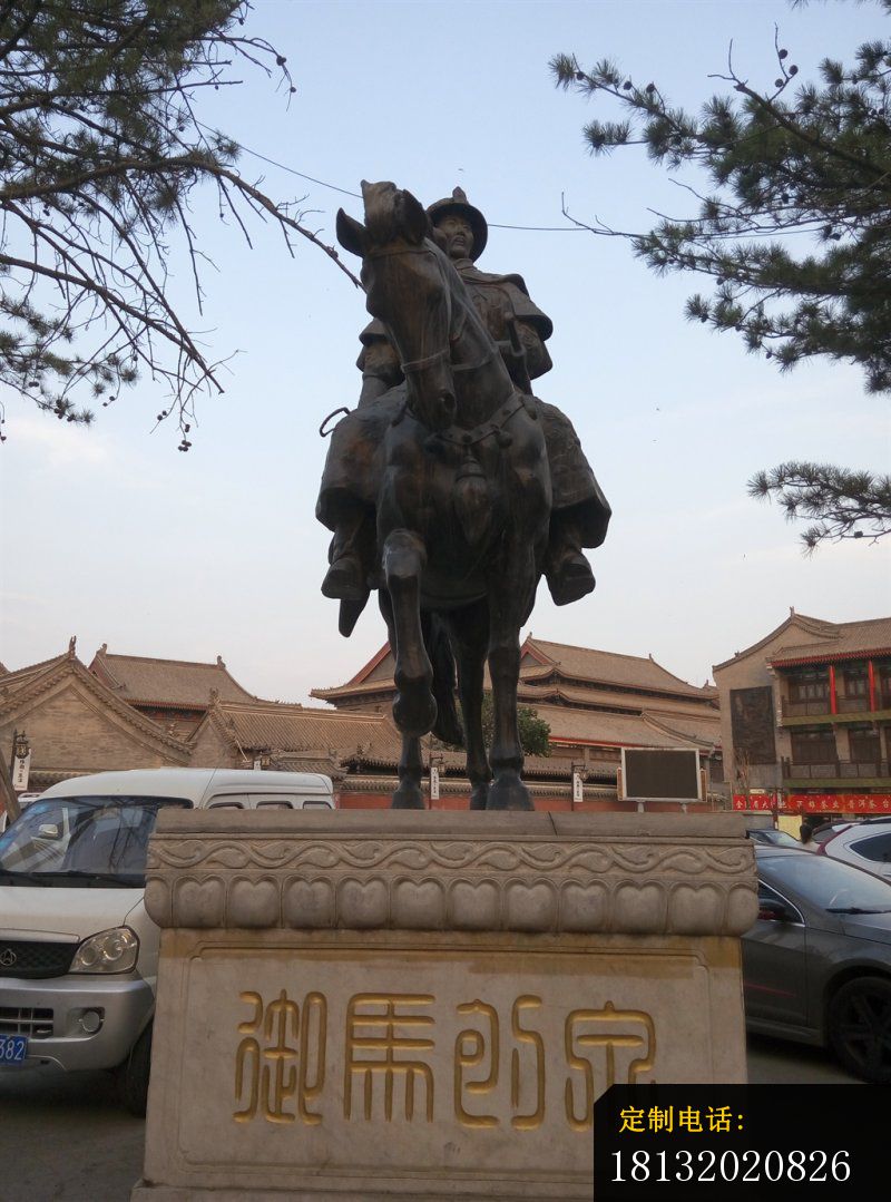 骑马的蒙古人物铜雕，街边景观铜雕_800*1079