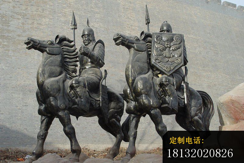 骑着战马的古代将军铜雕，广场景观铜雕_800*535