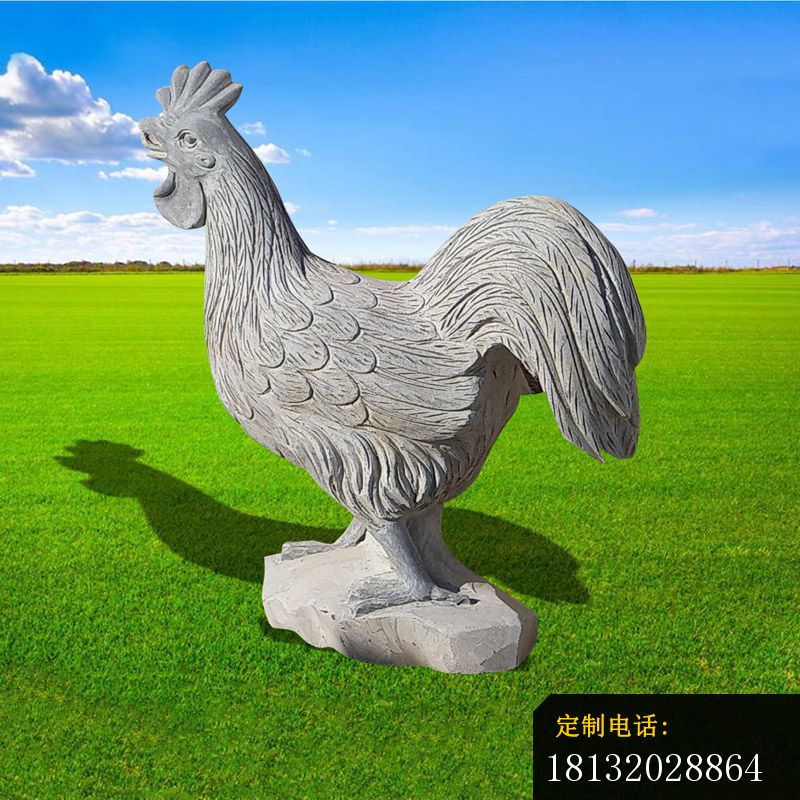 大理石公鸡雕塑，公园动物石雕_800*800