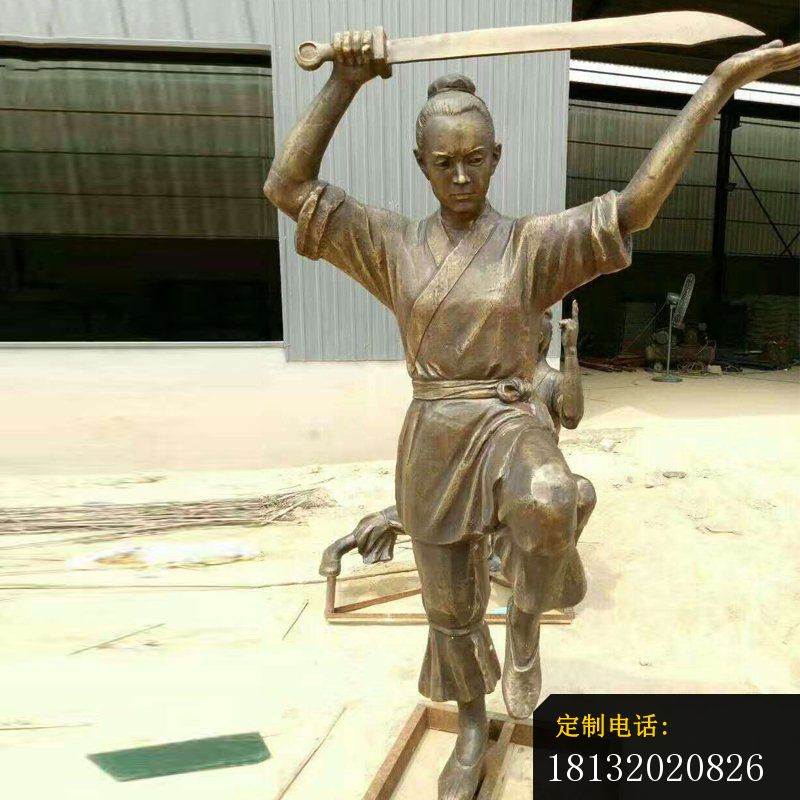 耍大刀的人物铜雕 古代人物铜雕_800*800