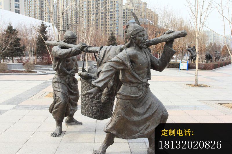 抬筐的西域人物铜雕，古代人物铜雕_800*533