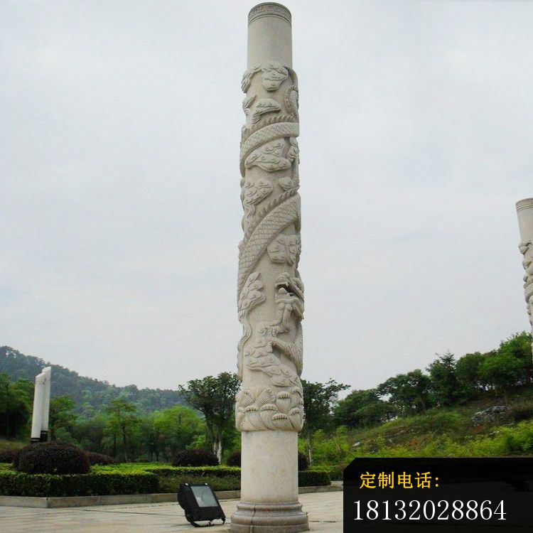 大理石盘龙柱雕塑，广场文化柱石雕_750*750