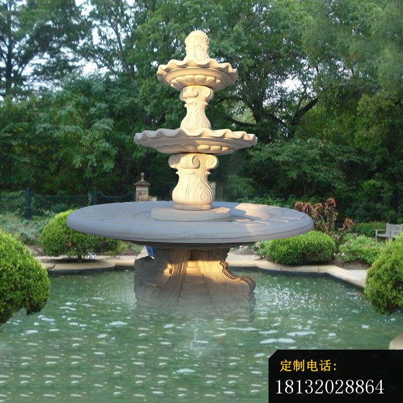 大理石三层喷泉石雕，公园石雕喷泉_800*800