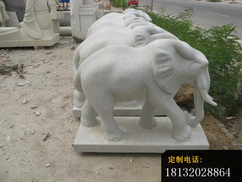 大理石小象石雕，公园动物石雕_800*600