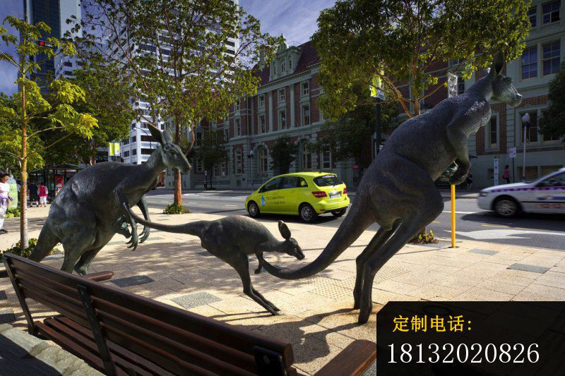 跳跃的袋鼠铜雕，公园动物铜雕_800*533