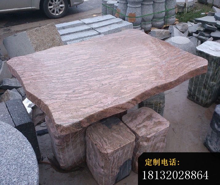 方形桌凳石雕，公园仿木桌凳_716*600