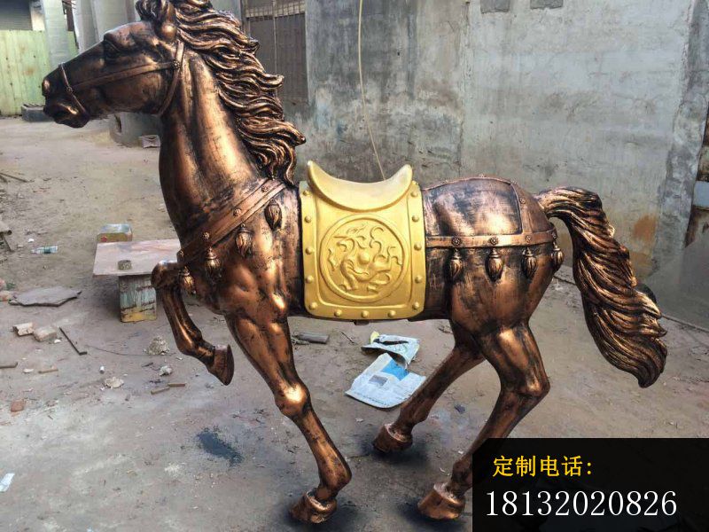 铜雕奔跑的马，公园动物铜雕_800*600