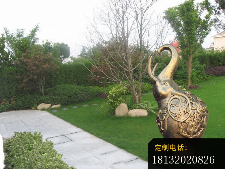 铜雕抽象小象，公园动物铜雕_780*585