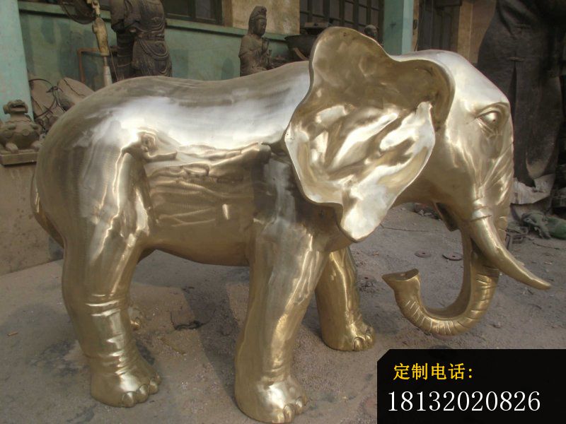 铜雕大象，公园动物雕塑 (2)_800*600