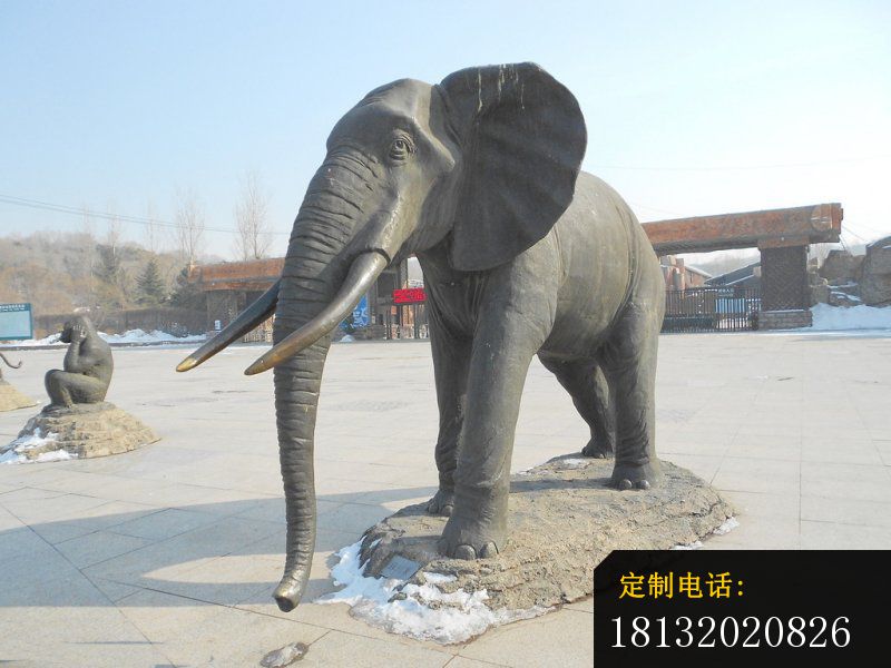铜雕大象，公园动物铜雕 (3)_800*600