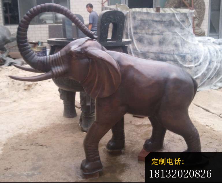 铜雕大象，公园动物铜雕 (4)_769*633