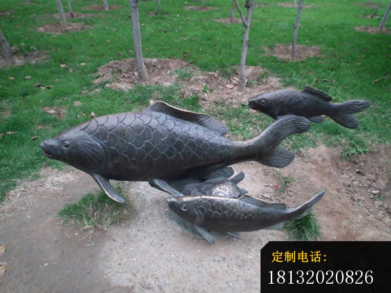 铜雕鲤鱼，公园动物铜雕_800*599