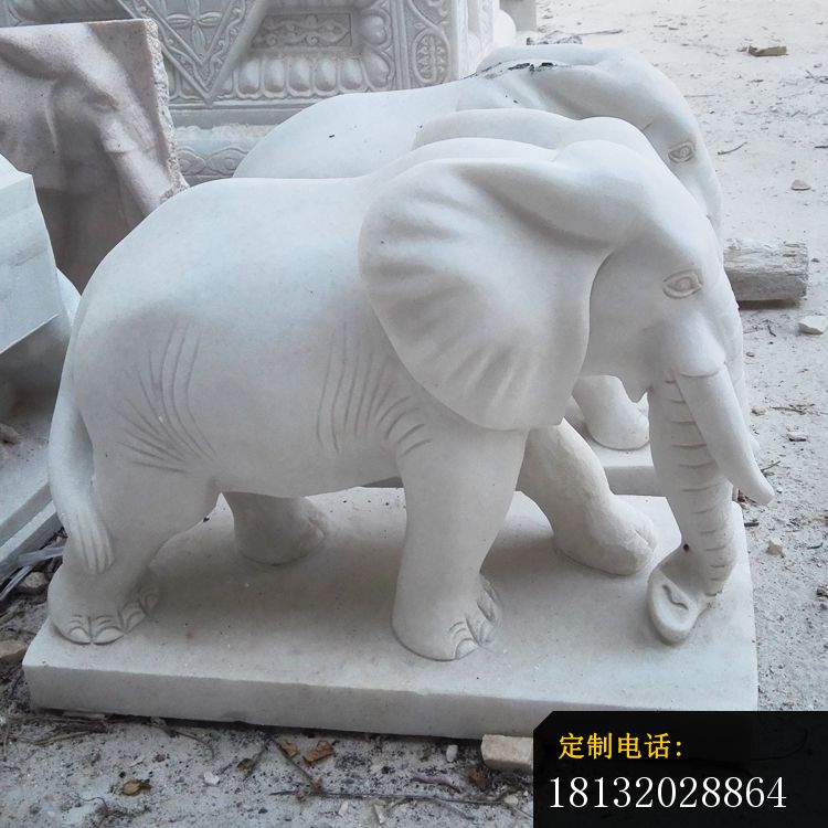 汉白玉大象石雕，公园动物石雕_750*750