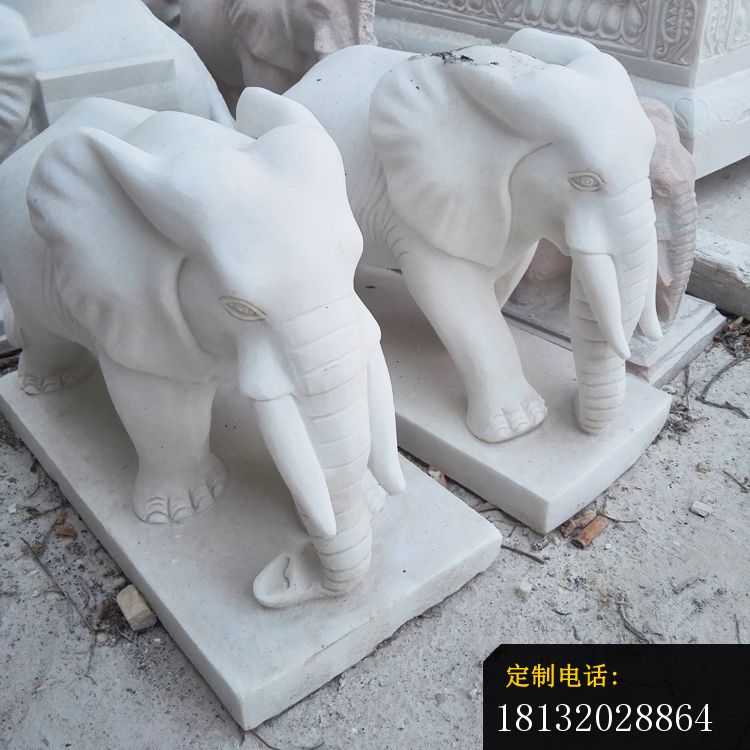 汉白玉大象雕塑，门口石雕大象_750*750