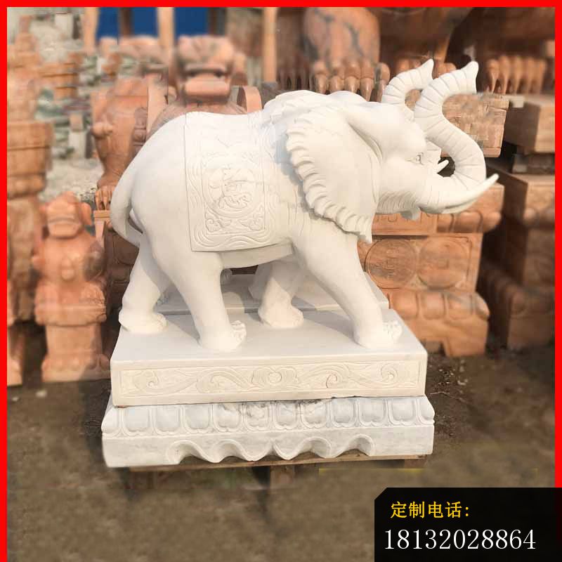 汉白玉大象雕塑，石雕招财大象 (4)_800*800
