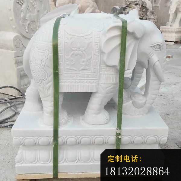 汉白玉大象雕塑，石雕招财大象_600*600