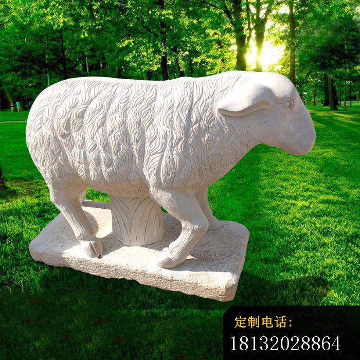 汉白玉山羊石雕，公园动物石雕 (8)_700*700