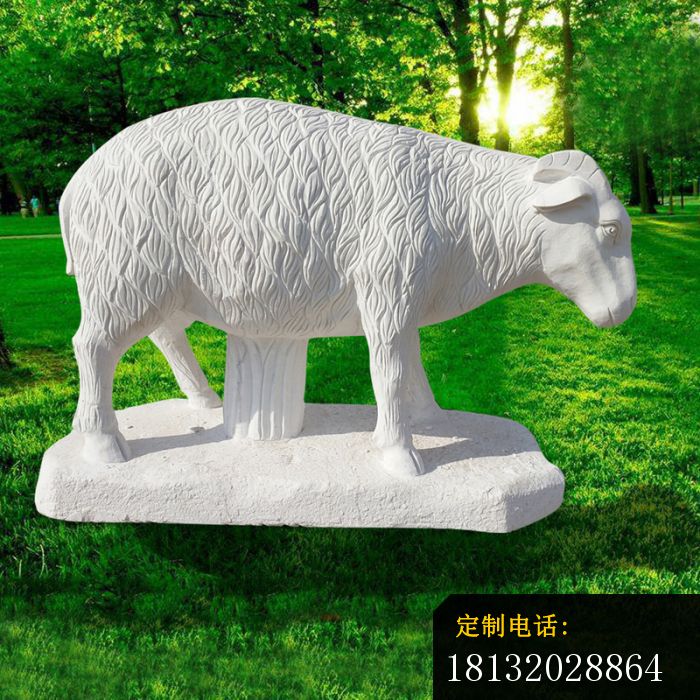 汉白玉山羊石雕，公园动物石雕_700*700