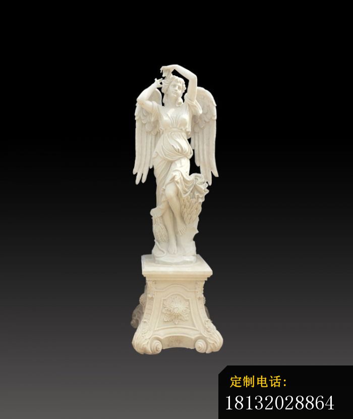 汉白玉西方天使雕塑西方人物摆件石雕_700*830