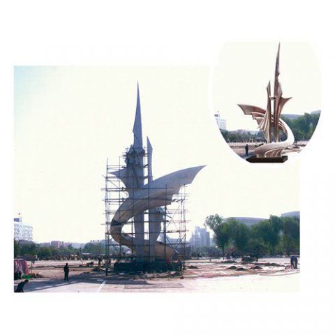 江门校园不锈钢抽象世纪扬帆雕塑