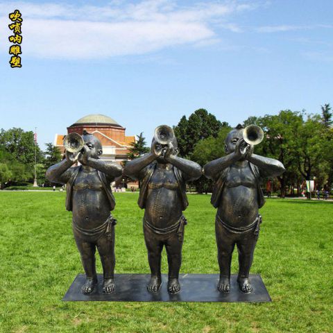 台州吹唢呐公园景观铜雕摆件