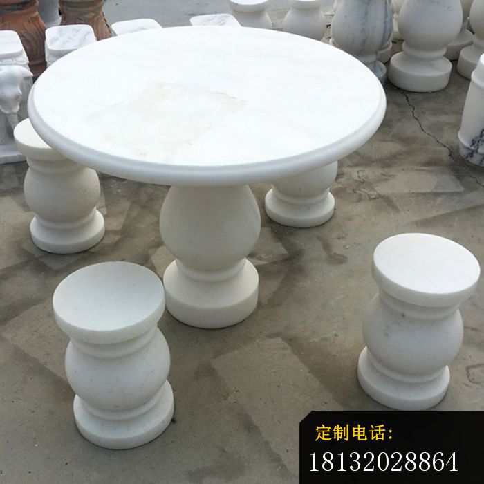 汉白玉圆形桌凳，公园石雕桌凳_700*700