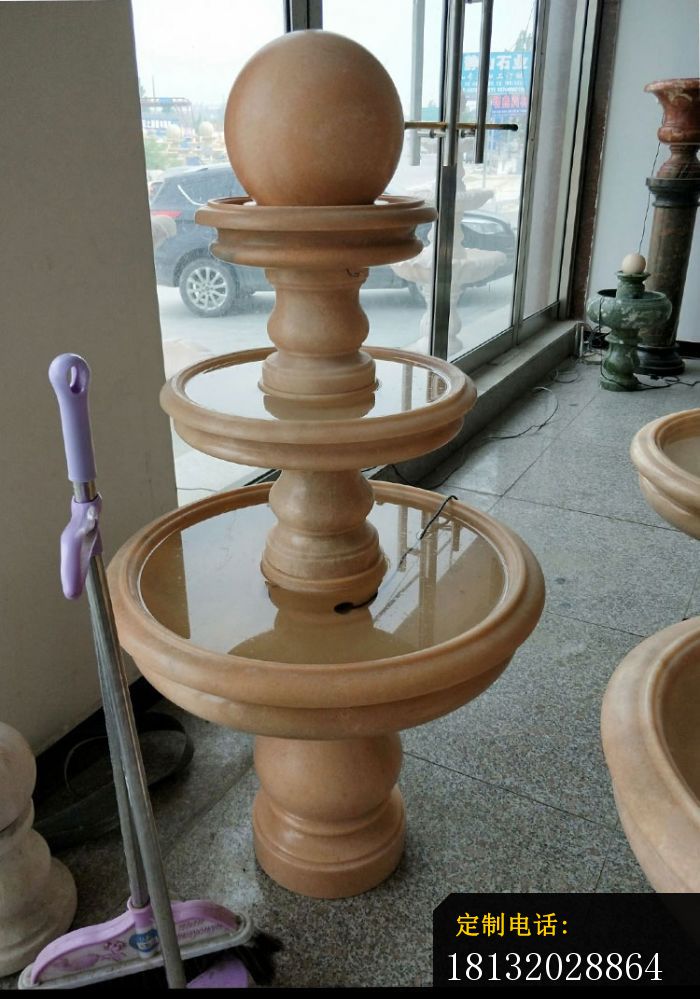 三层风水球石雕，晚霞红别墅风水球 (3)_700*999