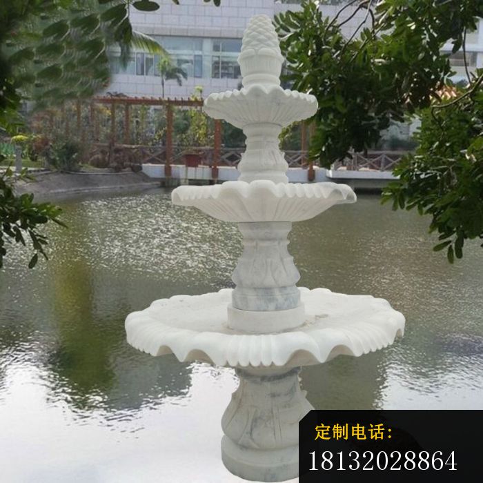 三层喷泉石雕，汉白玉公园喷泉雕塑_700*700