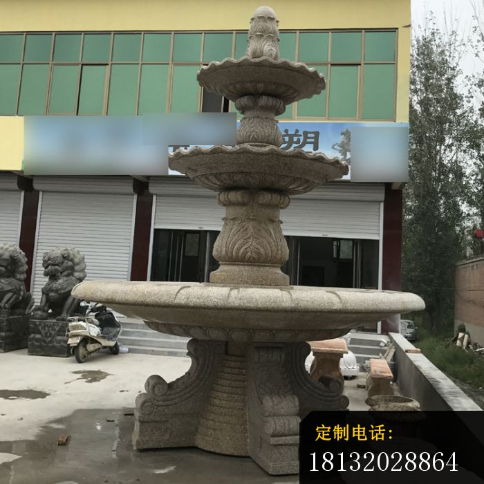 三层砂岩喷泉石雕，别墅欧式喷泉石雕_700*700