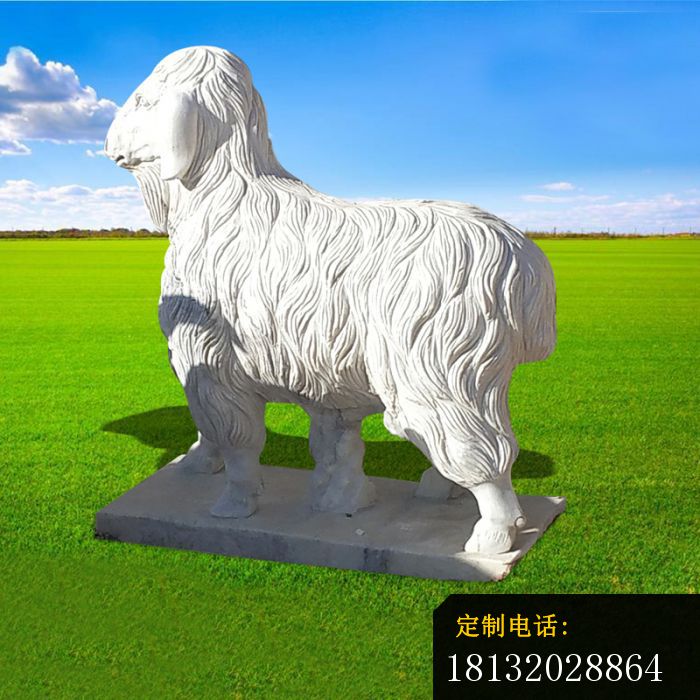 石雕山羊，大理石公园动物雕塑_700*700