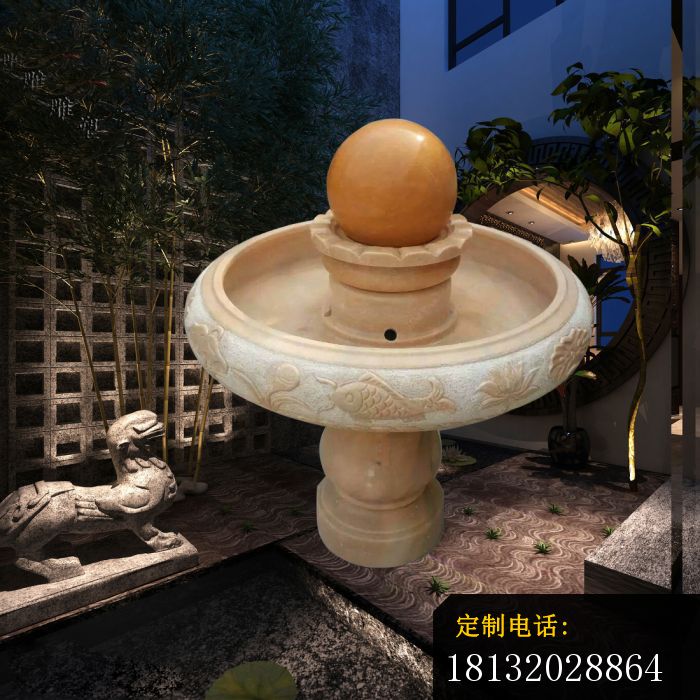 晚霞红莲花风水球，公园风水球石雕 (5)_700*700