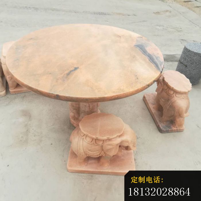 晚霞红小象桌凳，庭院石雕桌凳 (3)_700*700
